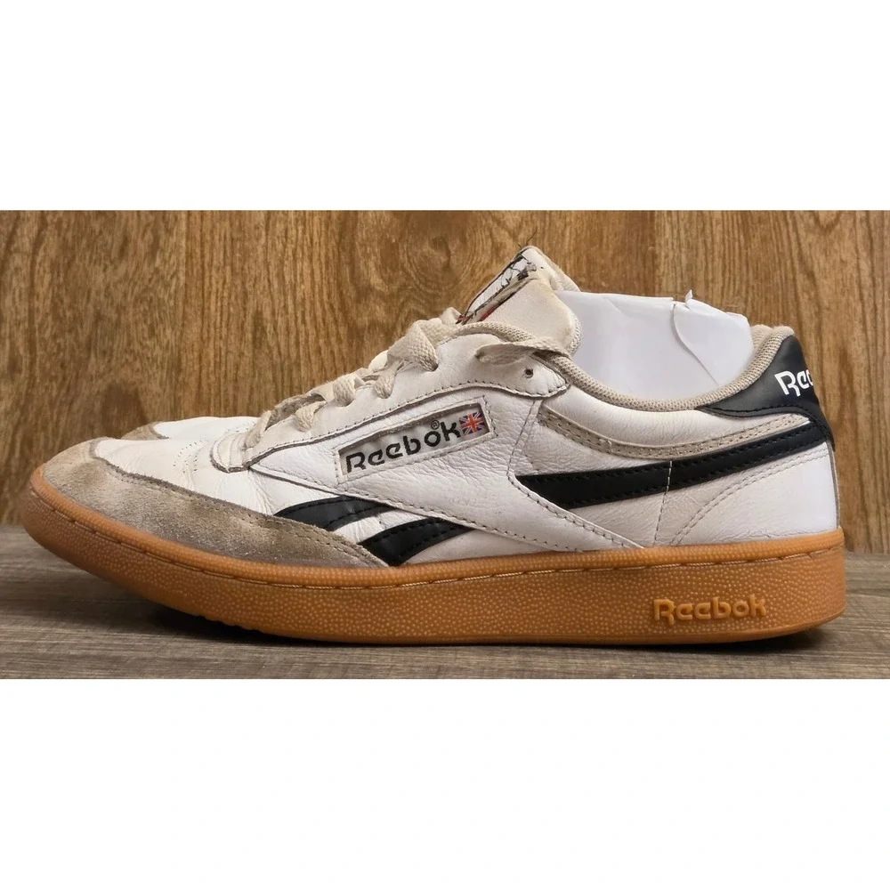 Reebok Club C Revenge Vintage Leather Shoes Men's Size 9.5 White Black Gum Sole